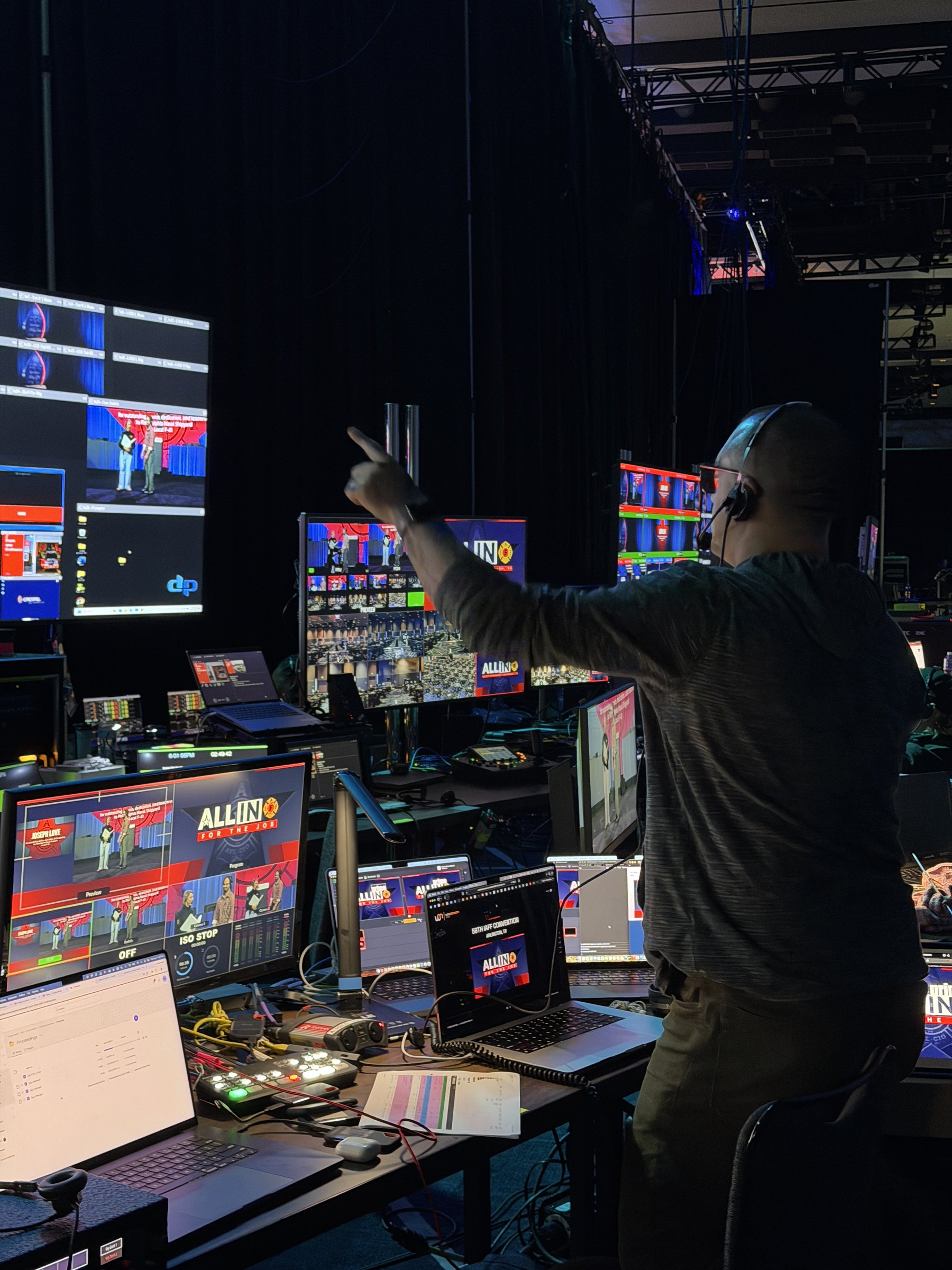 Directing a live broadcast from the control room