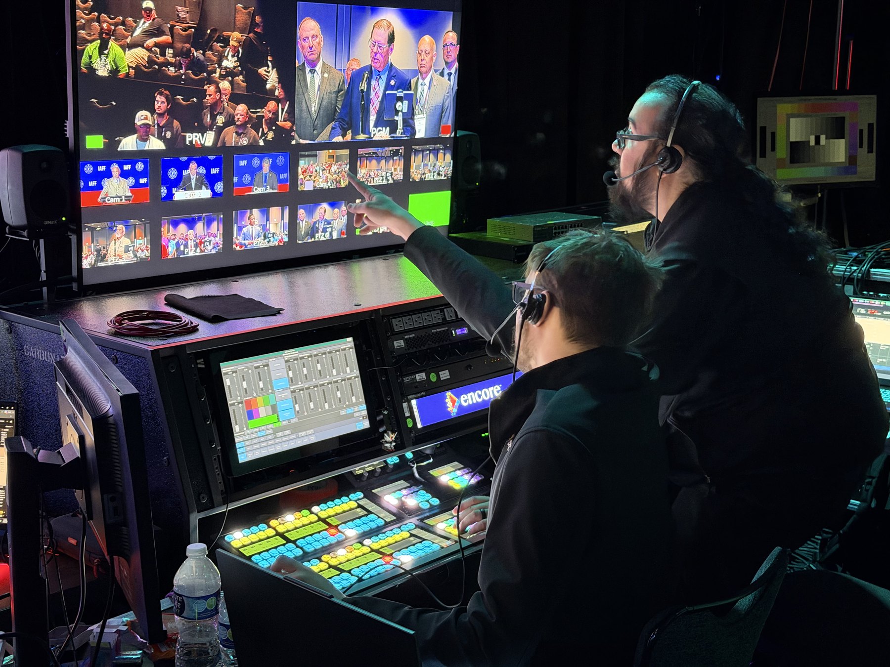 Technical direction team calling a live broadcast