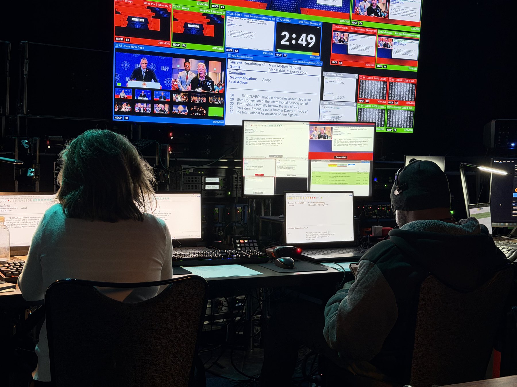 Technical direction team calling a live broadcast